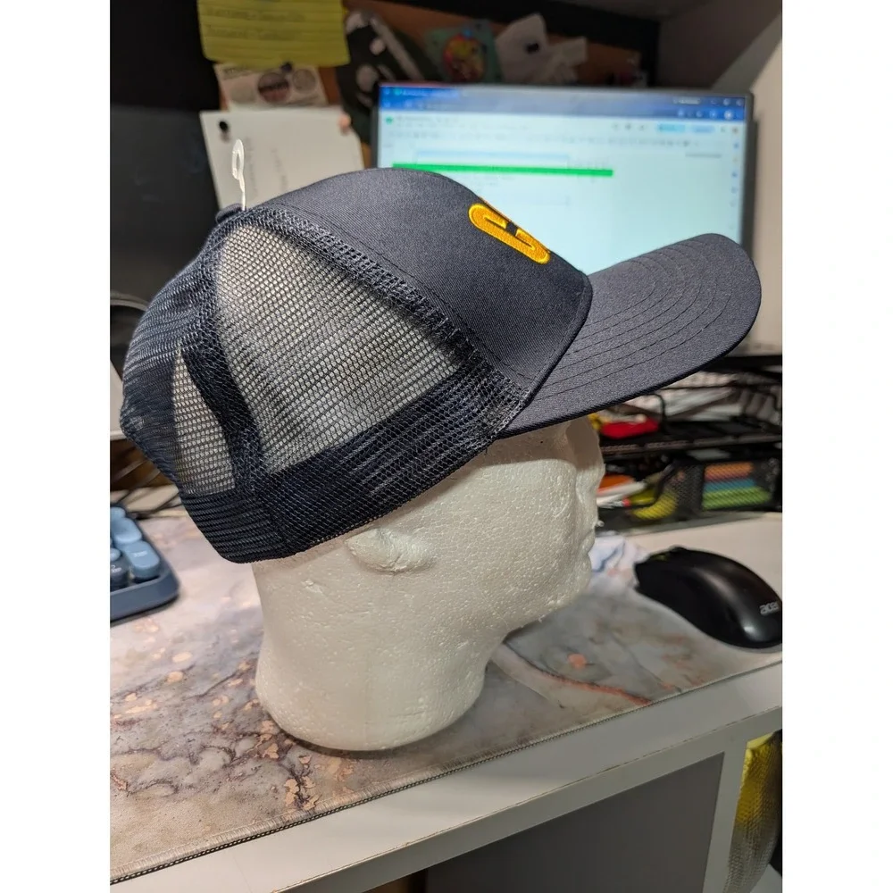 Caterpillar CAT Logo Black Trucker Hat Snapback Mesh Workwear Cap Mens OSFM